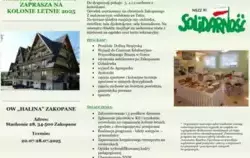 Zdjęcie do NSZZ RI &bdquo;SOLIDARNOŚĆ&rdquo; ZAPRASZA NA KOLONIE...