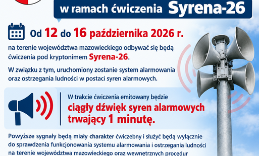 Zdjęcie do Uruchomienie syren alarmowych w ramach ćwiczenia Syrena-26